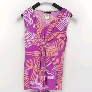 ATTENTION SUMMER WOMANS S Pink Geometric KNOT FRONT TANK TOP